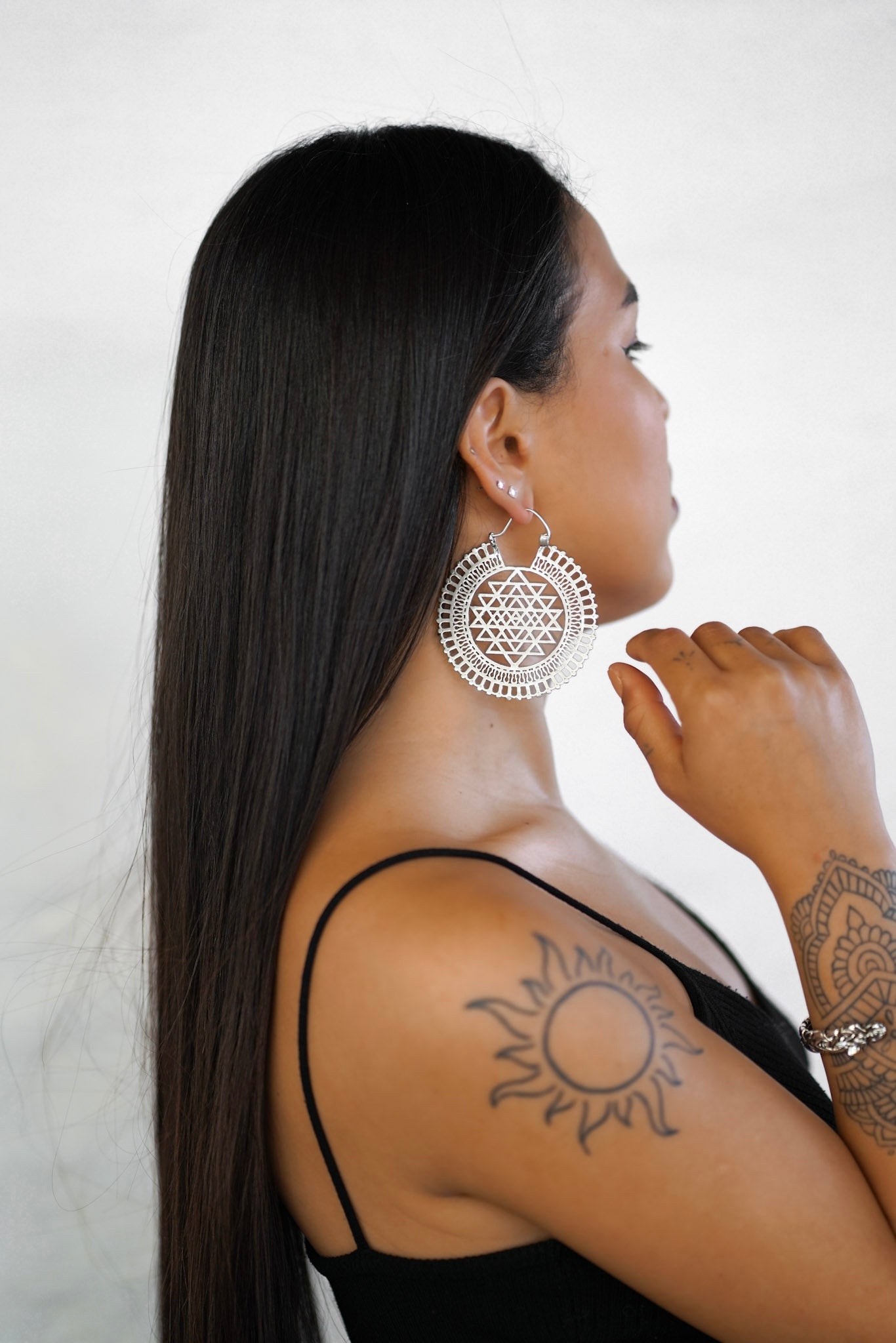 SRI YANTRA EARRINGS SILVER