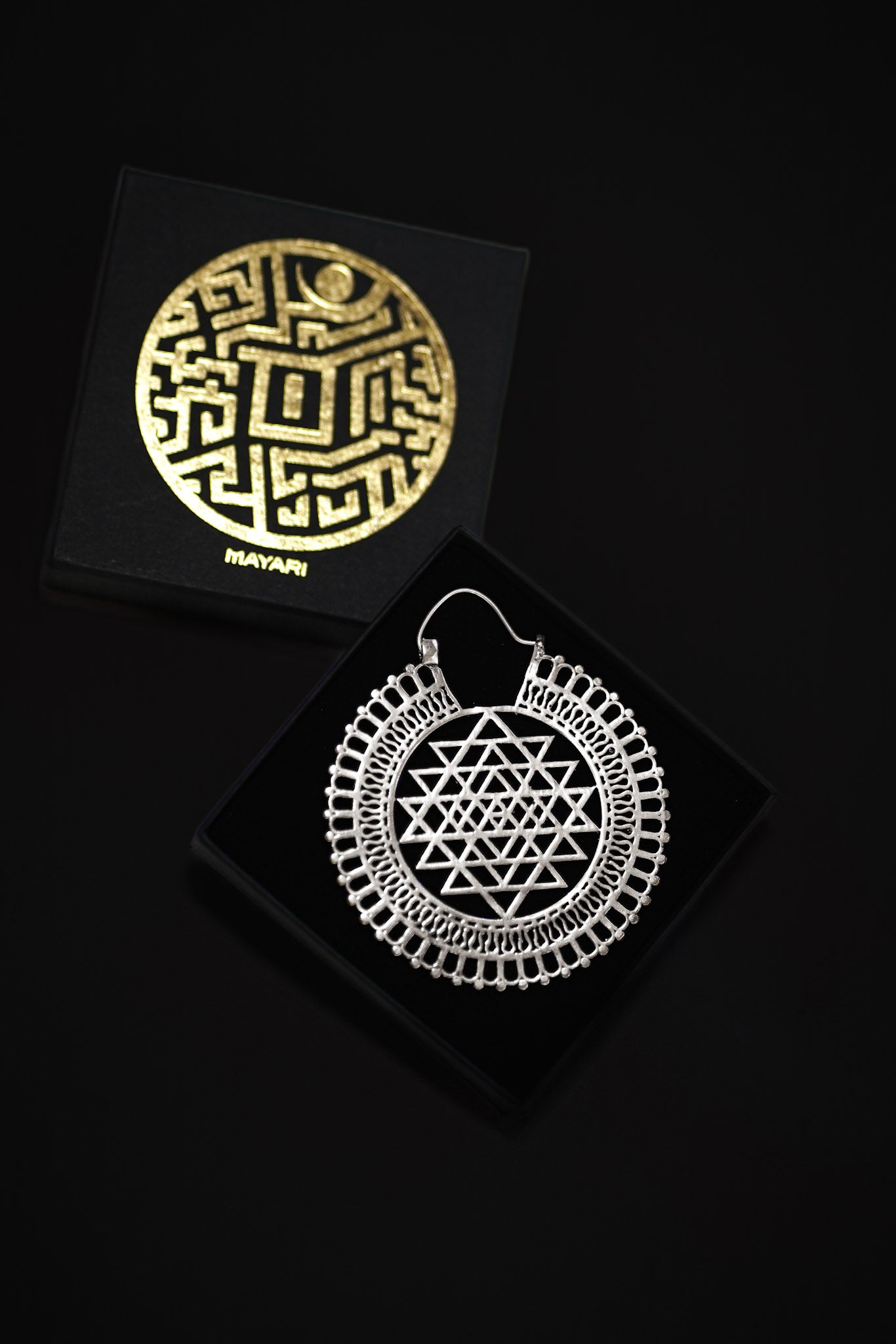 SRI YANTRA EARRINGS SILVER