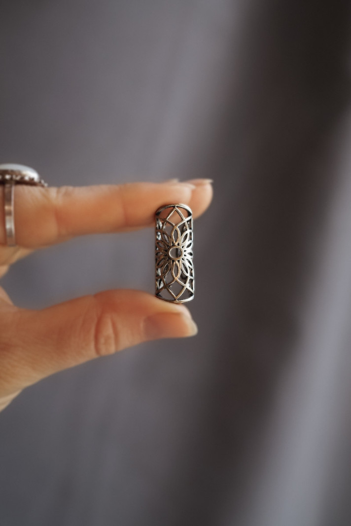 Silver flower dreadlock accessory